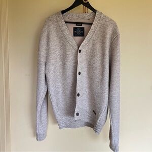 Buffalo David Bitton Sweater Mens Tan Cardigan Waffle Knit Fleece Lined Sz Large